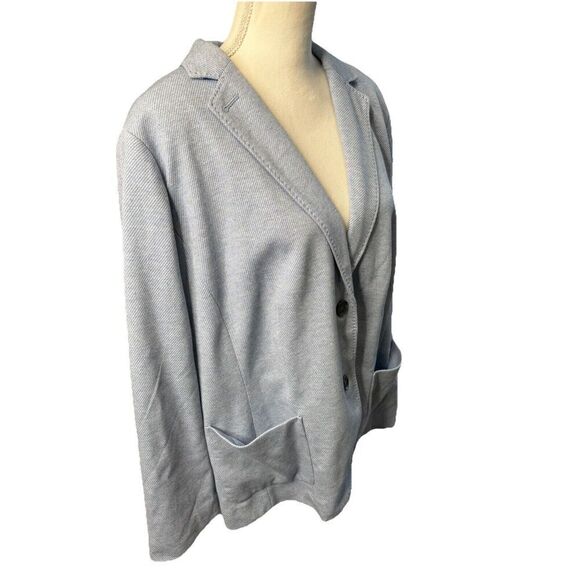 Talbots Light Blue Long Sleeve Collared Ponte Aberdeen Knit Blazer Jacket Sz 22W - Picture 2 of 5